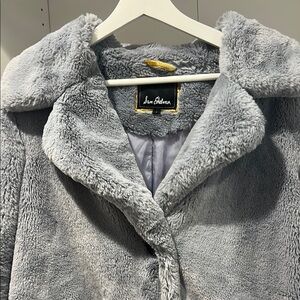 Sam Edelman Gray Teddy Jacket Plush Faux Fur